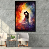 Couple Love Huge Mixed Color Art Painting,Framed Canvas Prints,Floating Frame, Wall Art Home Decor