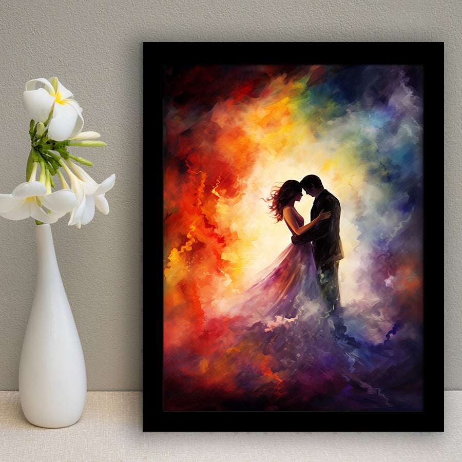 Couple Love Huge Mixed Color Art Painting, Painting Art, Framed Art Prints Wall Decor