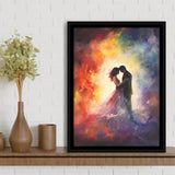 Couple Love Huge Mixed Color Art Painting,Framed Canvas Prints,Floating Frame, Wall Art Home Decor