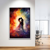 Couple Love Huge Mixed Color Art Painting,Framed Canvas Prints,Floating Frame, Wall Art Home Decor
