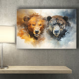 Couple Bear Head Canvas Prints Wall Art Home Decor, Painting Canvas, Living Room Wall Decor