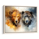 Couple Bear Head Framed Canvas Prints Wall Art Home Decor, Painting Canvas, Floating Frame