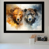 Couple Bear Head Framed Art Prints Wall Decor, Painting Art, Framed Picture