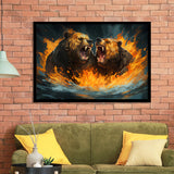 Couple Bear Battle Framed Art Prints Wall Decor, Painting Art, Framed Picture