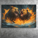Couple Bear Battle Canvas Prints Wall Art Home Decor, Painting Canvas, Living Room Wall Decor