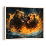 Couple Bear Battle Framed Canvas Prints Wall Art Home Decor, Painting Canvas, Floating Frame