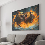 Couple Bear Battle Canvas Prints Wall Art Home Decor, Painting Canvas, Living Room Wall Decor