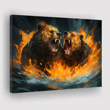 Couple Bear Battle Canvas Prints Wall Art Home Decor, Painting Canvas, Living Room Wall Decor