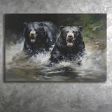 Couple Black Bear Canvas Prints Wall Art Home Decor, Painting Canvas, Living Room Wall Decor