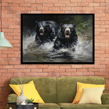 Couple Black Bear Framed Art Prints Wall Decor, Painting Art, Framed Picture
