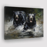 Couple Black Bear Canvas Prints Wall Art Home Decor, Painting Canvas, Living Room Wall Decor