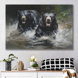 Couple Black Bear Canvas Prints Wall Art Home Decor, Painting Canvas, Living Room Wall Decor