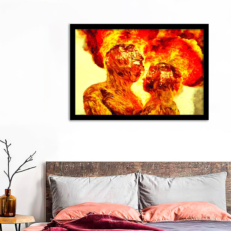 Couple Burning Framed Wall Art - Framed Prints, Art Prints, Print for Sale, Painting Prints