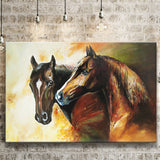 Couple Horses, Pair-Horses-Oil-Painting Canvas Prints Wall Art Home Decor