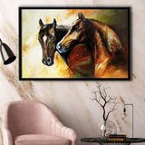 Couple Horses, Pair-Horses-Oil-Painting Framed Canvas Prints Wall Art Home Decor,Floating Frame