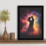 Couple Souls Blend In Love Colorful Painting,Framed Canvas Prints,Floating Frame, Wall Art Home Decor