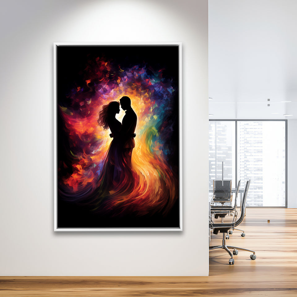 Couple Souls Blend In Love Colorful Painting,Framed Canvas Prints,Floating Frame, Wall Art Home Decor