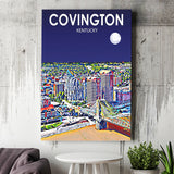 Covington KY Art Night Landscape ,City Art Print, Large Canvas, Canvas Print Wall Art Home Decor