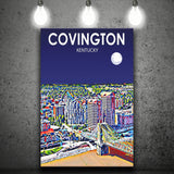 Covington KY Art Night Landscape ,City Art Print, Large Canvas, Canvas Print Wall Art Home Decor