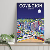 Covington KY Art Night Landscape ,City Art Print, Large Canvas, Canvas Print Wall Art Home Decor