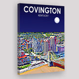 Covington KY Art Night Landscape ,City Art Print, Large Canvas, Canvas Print Wall Art Home Decor