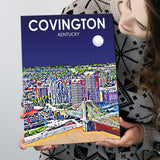 Covington KY Art Night Landscape ,City Art Print, Large Canvas, Canvas Print Wall Art Home Decor