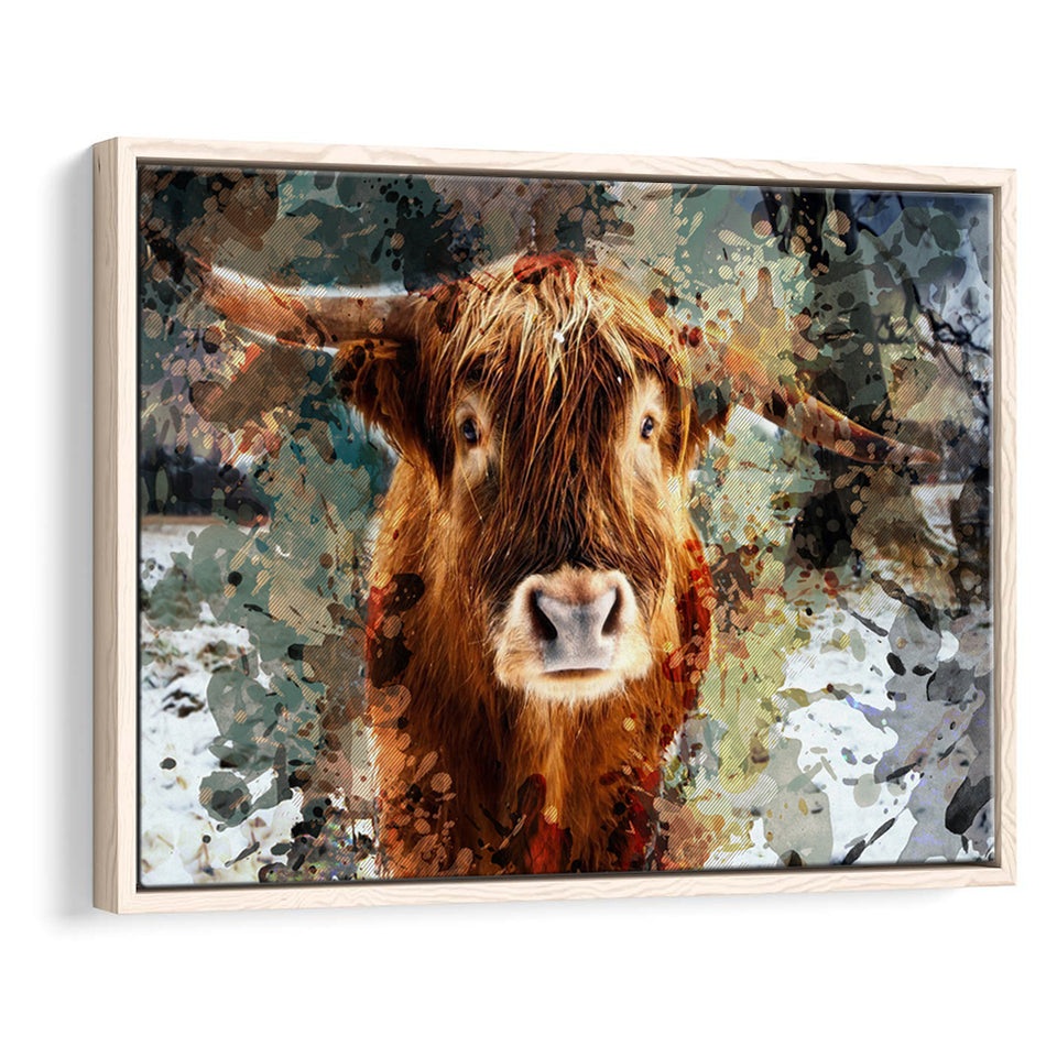 Cow, Cow Painting, Cow Wall Art, Framed Canvas Prints Wall Art Home Decor,Floating Frame, Ready to Hang