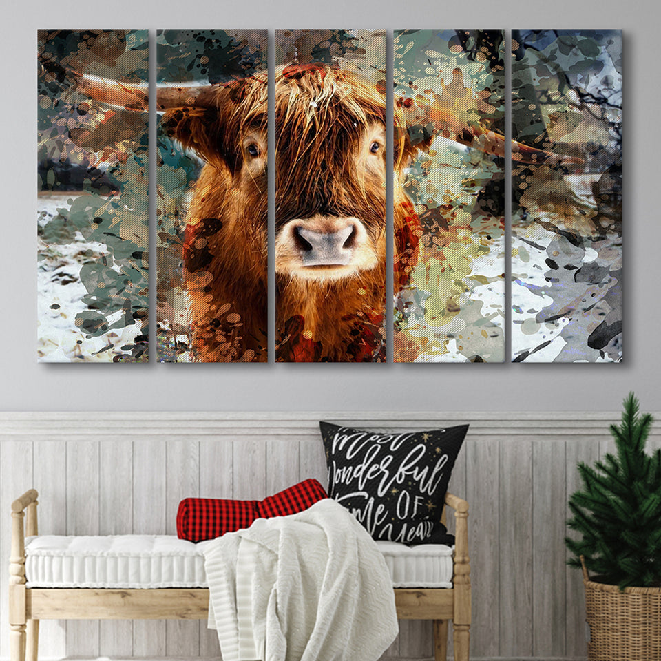 Cow, Cow Painting, Cow Wall Art, Multi Panels, 5 Pieces B, Canvas Prints Wall Art Home Decor,X Large Canvas