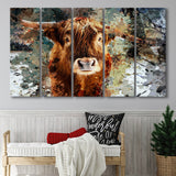 Cow, Cow Painting, Cow Wall Art, Multi Panels, 5 Pieces B, Canvas Prints Wall Art Home Decor,X Large Canvas