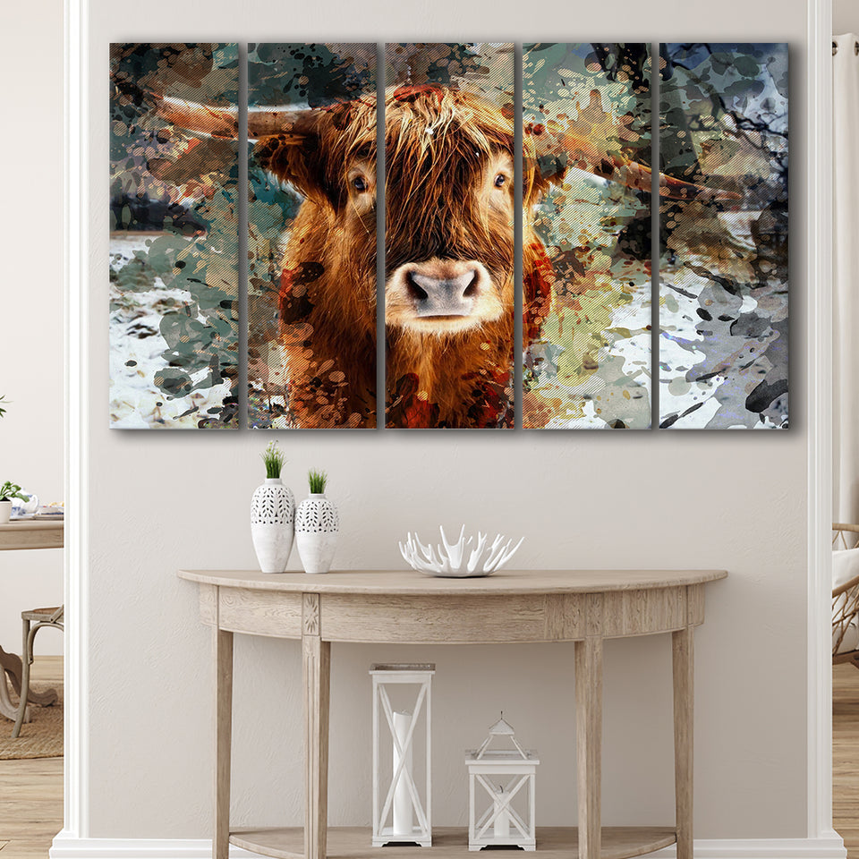 Cow, Cow Painting, Cow Wall Art, Multi Panels, 5 Pieces B, Canvas Prints Wall Art Home Decor,X Large Canvas
