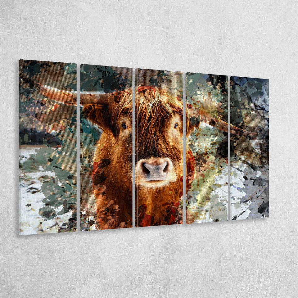 Cow, Cow Painting, Cow Wall Art, Multi Panels, 5 Pieces B, Canvas Prints Wall Art Home Decor,X Large Canvas