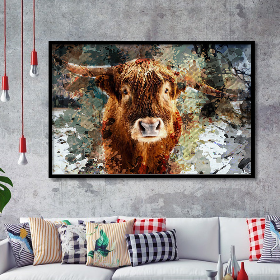 Cow, Cow Painting, Cow Wall Art, Framed Art Prints Wall Art Home Decor, Ready to Hang