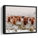 Cow Longhorn Art Highland Cow Framed Canvas Prints Wall Art Home Decor - Painting Canvas, Black Frame, Framed Picture
