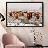 Cow Longhorn Art Highland Cow Framed Canvas Prints Wall Art Home Decor - Painting Canvas, Black Frame, Framed Picture