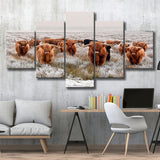 Cow Longhorn Cow Art Highland Cow Large Canvas Prints Multi Panels Wall Art Prints Home Decor
