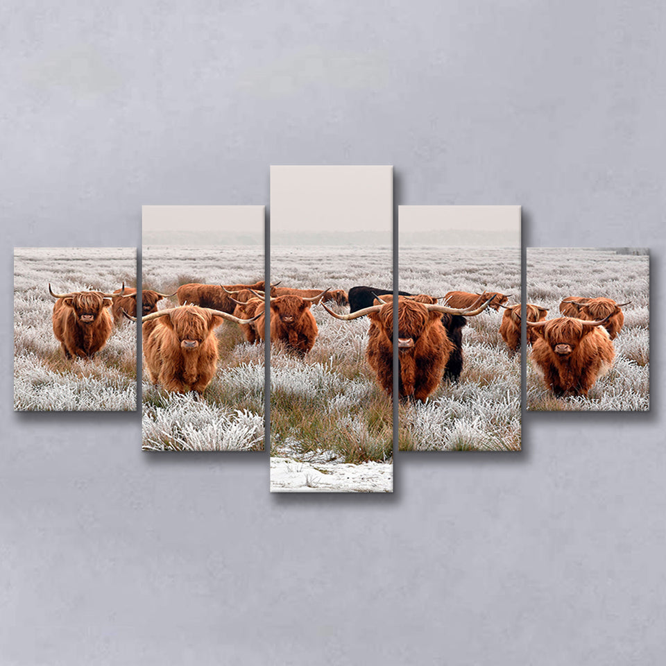 Cow Longhorn Cow Art Highland Cow Large Canvas Prints Multi Panels Wall Art Prints Home Decor