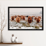 Cow Longhorn Art Highland Cow Framed Canvas Prints Wall Art Home Decor - Painting Canvas, Black Frame, Framed Picture
