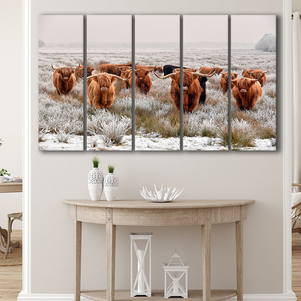 Cow Longhorn Cow Art Highland Cow Extra Large Canvas Prints Multi Panels B Wall Art Prints Home Decor