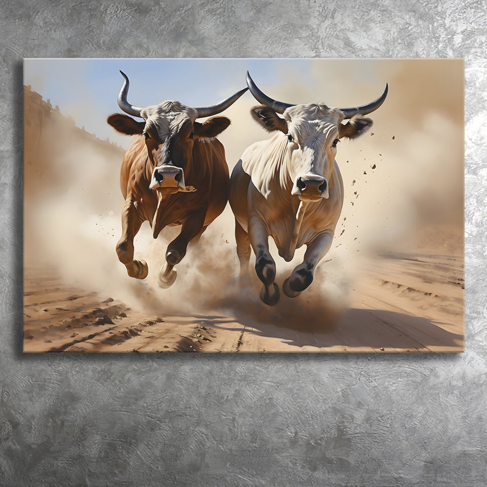 Cow Racing Art Canvas Prints Wall Art Home Decor, Painting Canvas, Living Room Wall Decor