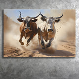Cow Racing Art Canvas Prints Wall Art Home Decor, Painting Canvas, Living Room Wall Decor