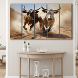Cow Racing Art 5 Panels B Canvas Prints Wall Art Home Decor, Extra Large Canvas