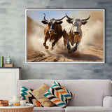 Cow Racing Art Framed Canvas Prints Wall Art Home Decor, Painting Canvas, Floating Frame