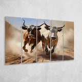 Cow Racing Art 5 Panels B Canvas Prints Wall Art Home Decor, Extra Large Canvas