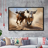 Cow Racing Art Framed Art Prints Wall Decor, Painting Art, Framed Picture
