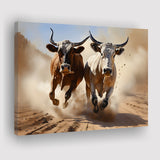 Cow Racing Art Canvas Prints Wall Art Home Decor, Painting Canvas, Living Room Wall Decor