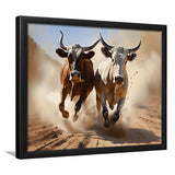 Cow Racing Art Framed Art Prints Wall Decor, Painting Art, Framed Picture