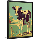 Cow Retro Art Print, City Art Print, Framed Art Print Wall Art Home Decor, Framed Picture