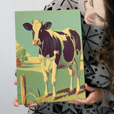 Cow Retro Art Print ,City Art Print, Large Canvas, Canvas Print Wall Art Home Decor