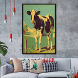 Cow Retro Art Print, City Art Print, Framed Art Print Wall Art Home Decor, Framed Picture