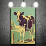 Cow Retro Art Print ,City Art Print, Large Canvas, Canvas Print Wall Art Home Decor